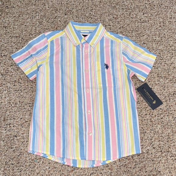 U.S. Polo Assn. Other - U.S. Polo Assn. Kid’s Short-Sleeve Button-Down Shirt - Pastel Stripe